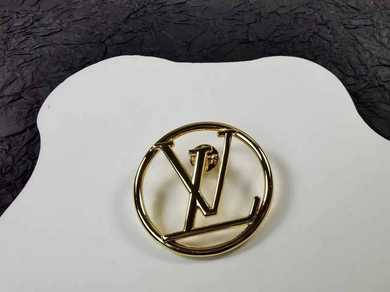 Louis Vuitton Gold-Tone Monogram Logo Brooch 4