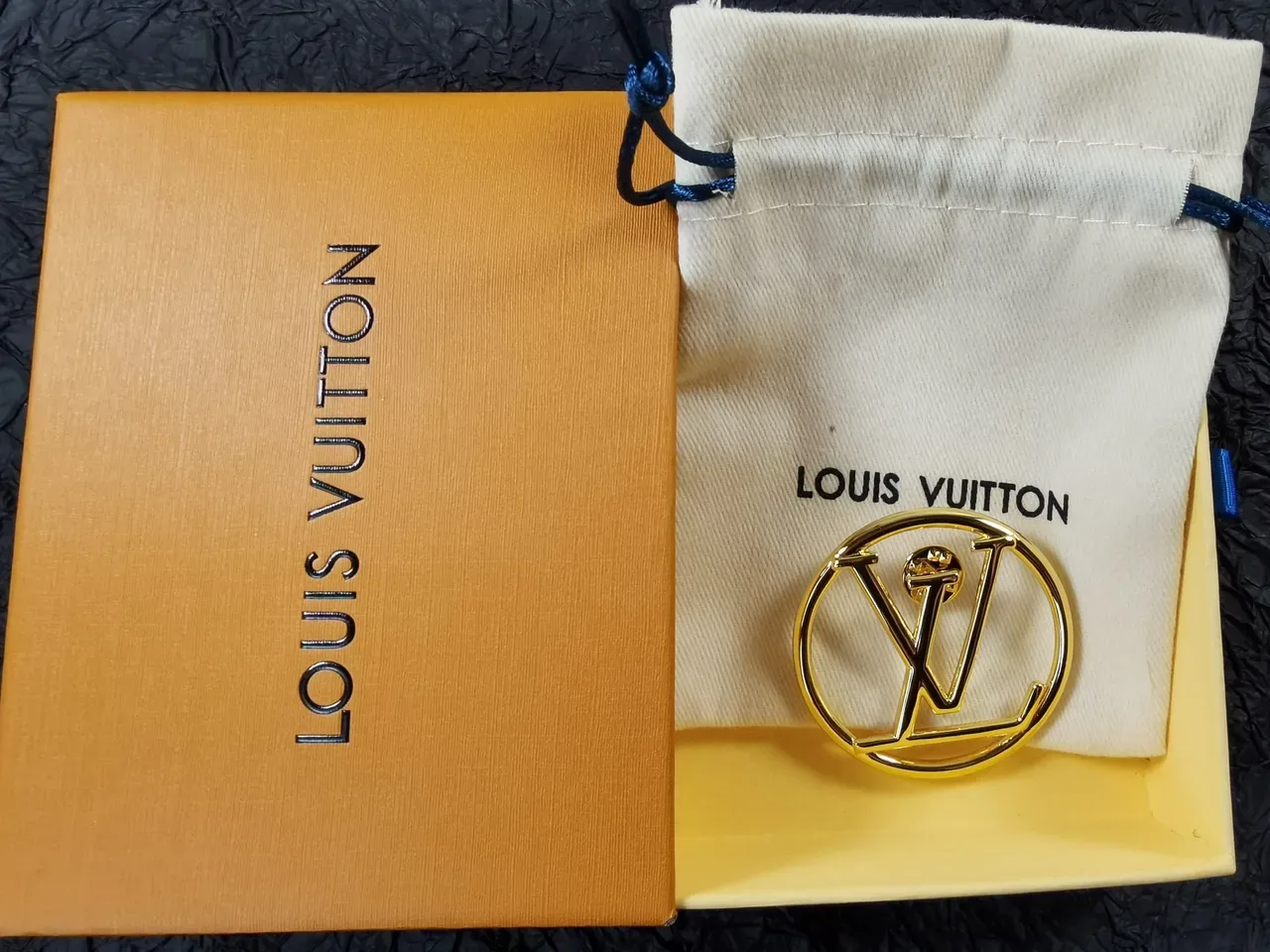 Louis Vuitton Gold-Tone Monogram Logo Brooch 5