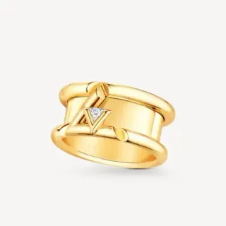 Louis Vuitton 金色透明双带蒙诺格雷刻戒指
