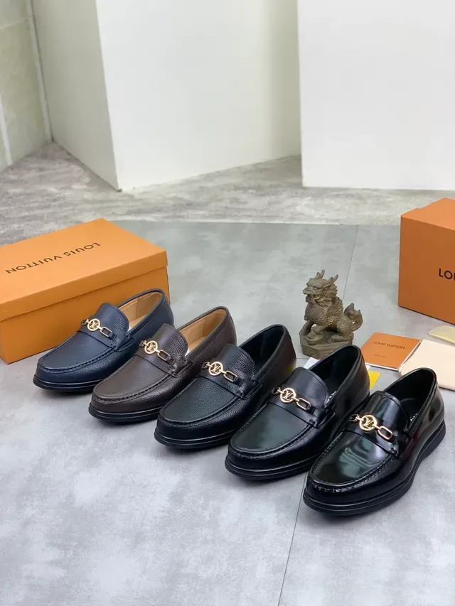 Mocassin Louis Vuitton Horsebit 1955 Cuir grainé Bleu marine 2