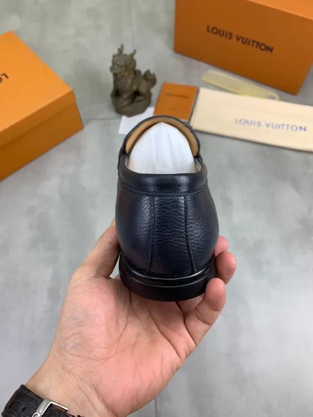 Mocassin Louis Vuitton Horsebit 1955 Cuir grainé Bleu marine 4
