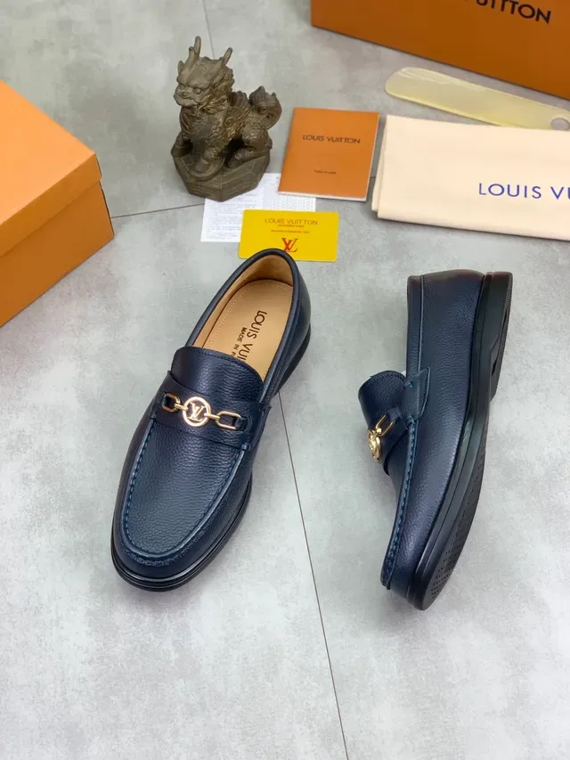Mocassin Louis Vuitton Horsebit 1955 Cuir grainé Bleu marine 6