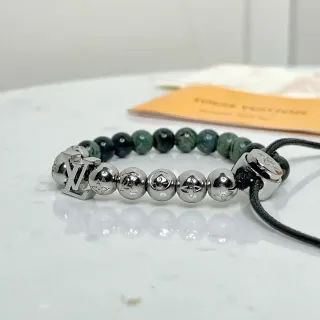 Louis Vuitton Iconic Beads Pulsera Plata y Piedra Verde