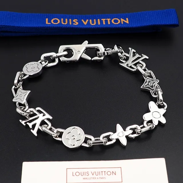 Louis Vuitton Iconic Chain Bracelet Pulseras de metal en tono plata y oro 5