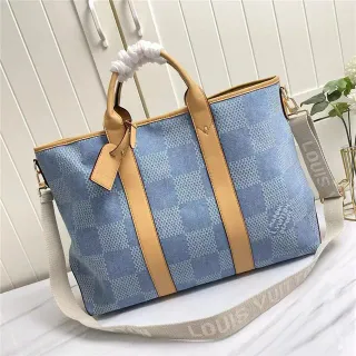 लुई विटन Keepall बैंडोलियर डेमियर एजुर नीली टोट बैग