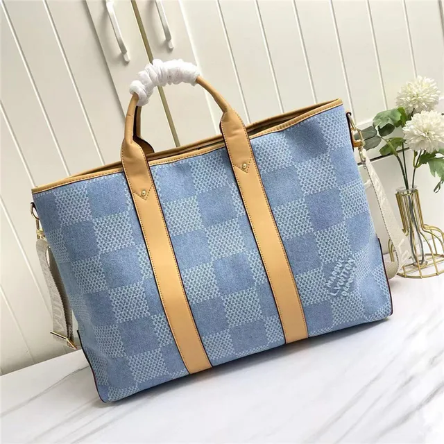 Louis Vuitton Keepall Bandoulière Damier Azur Blue Tote Bag 5