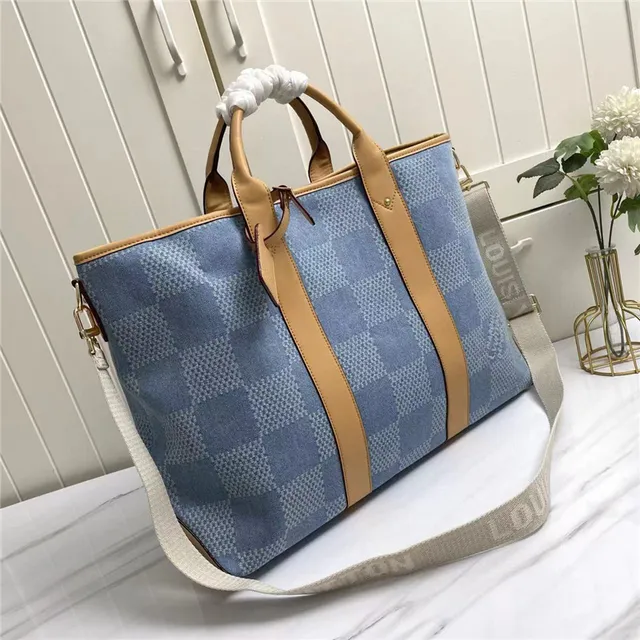 Louis Vuitton Keepall Bandoulière Damier Azur Blue Tote Bag 8