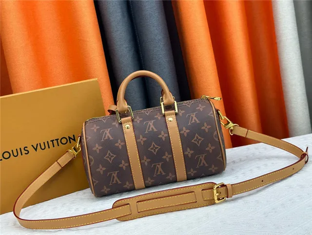 Louis Vuitton Keepall Negro Naranja Monogram Canvas Silueta de Barril Bolso Boston 16