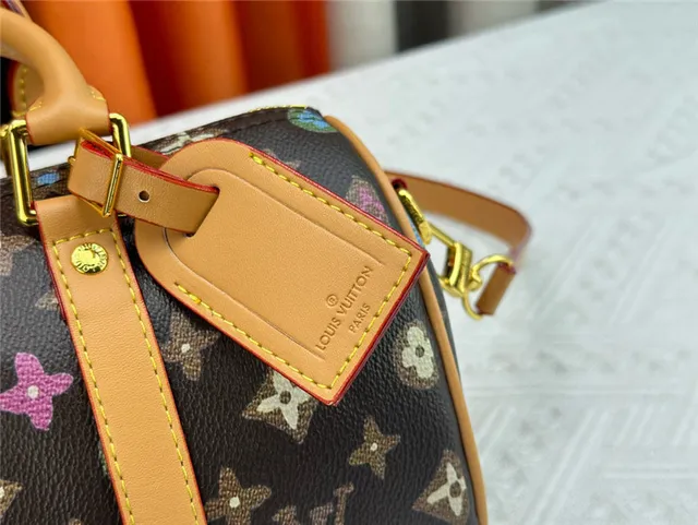 Louis Vuitton Keepall Negro Naranja Monogram Canvas Silueta de Barril Bolso Boston 23