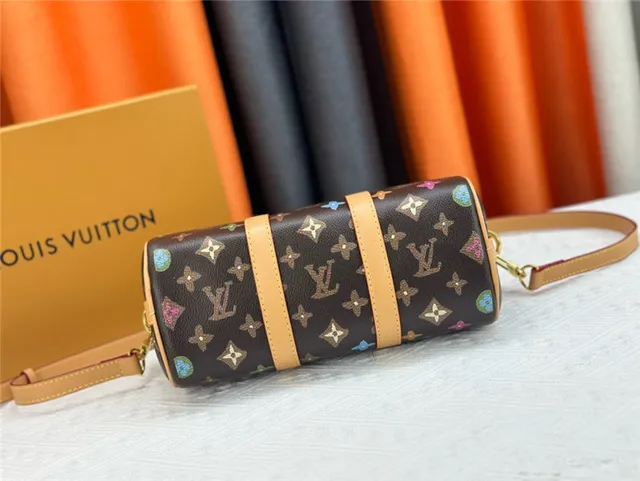 Louis Vuitton Keepall Negro Naranja Monogram Canvas Silueta de Barril Bolso Boston 24