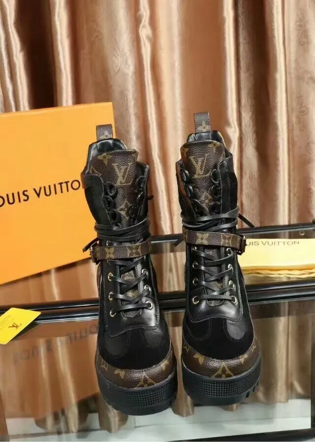 Louis Vuitton Le Cagole काले और मोनोग्राम कैनवास एंक्ल बूट्स 3