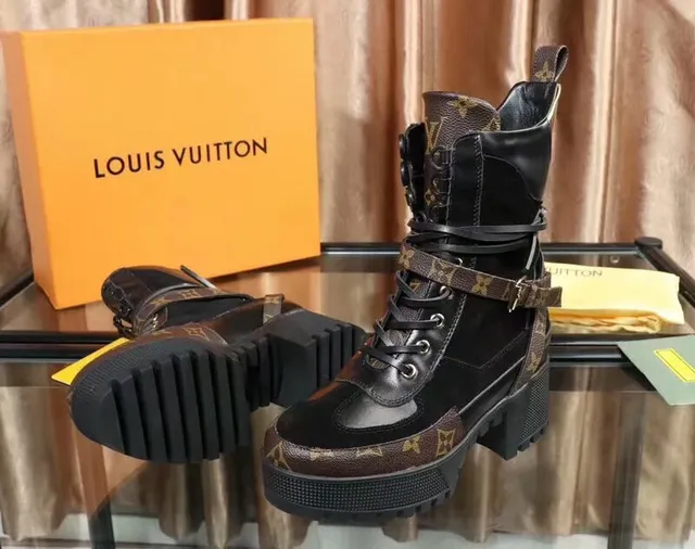Louis Vuitton Le Cagole काले और मोनोग्राम कैनवास एंक्ल बूट्स 5