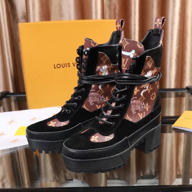 Louis Vuitton Le Cagole Monogram প্যাচওয়ার্ক কালো এনকেল বুট 4