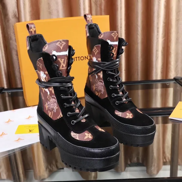 Louis Vuitton Le Cagole Monogram প্যাচওয়ার্ক কালো এনকেল বুট 5