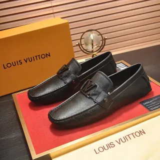 Louis Vuitton লোফার কালো চামড়া LV বাকেল স্ট্র্যাপ লোফার