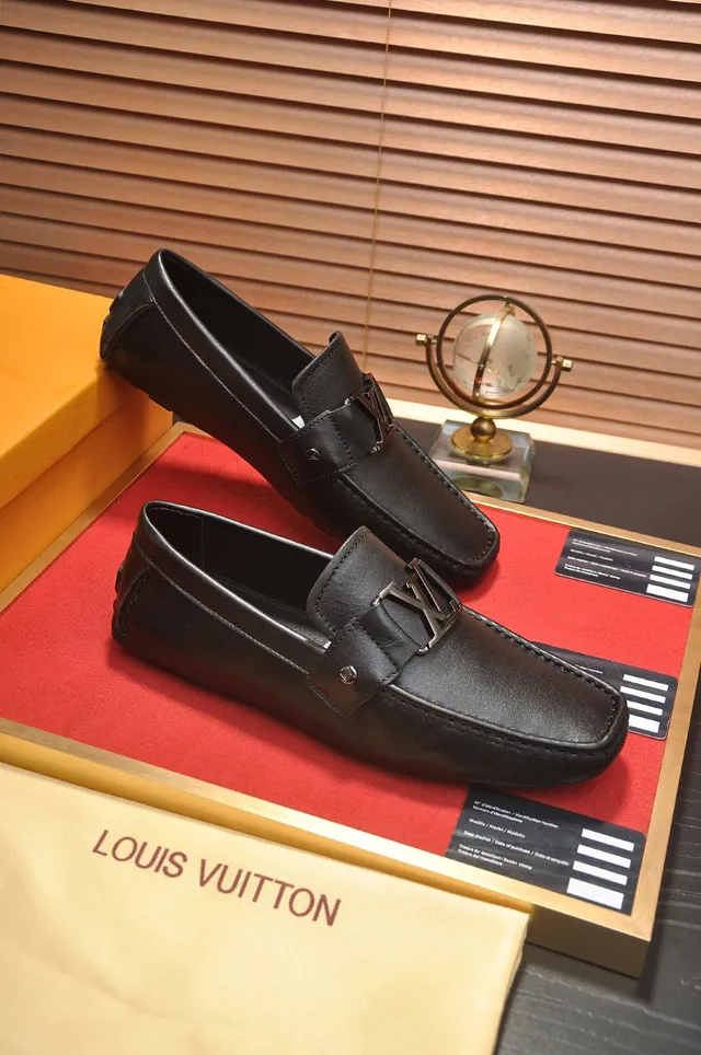 Louis Vuitton Mocassin Cuir Noir Sangle LV Boucle Mocassins 5