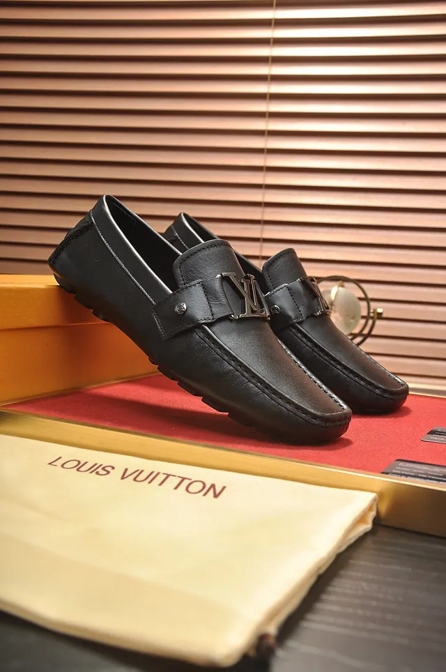 Louis Vuitton Mocassin Cuir Noir Sangle LV Boucle Mocassins 8