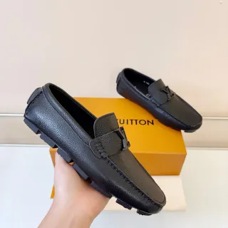 Louis Vuitton Loafer Black Pebbled Leather LV Twist-Lock Buckle Loafer