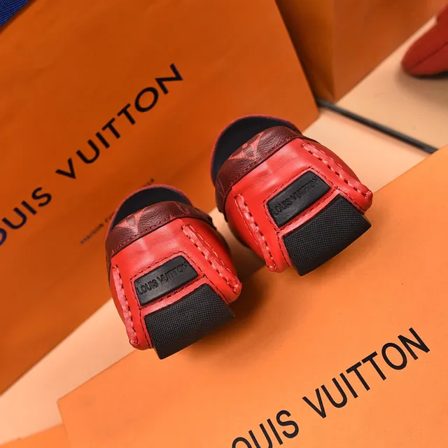 Louis Vuitton Loafer Red Brown Smooth Leather Monogrammed Strap Loafer 2