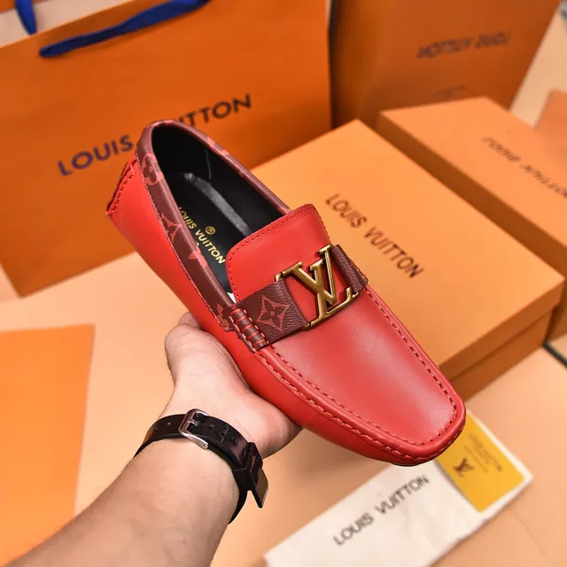 Louis Vuitton Loafer Red Brown Smooth Leather Monogrammed Strap Loafer 5