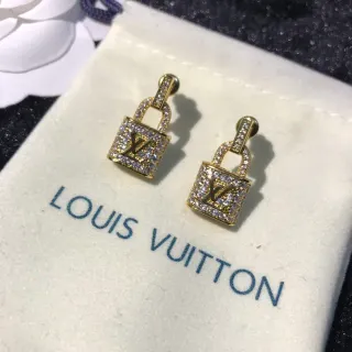 Louis Vuitton Lockit Pavé Crystal Dourado Brincos