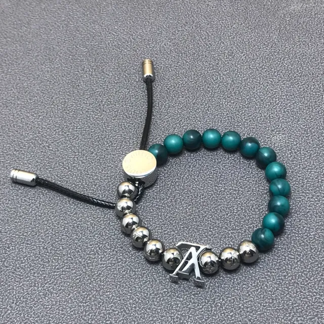 Louis Vuitton LV Beads Teal Green and Silver Bracelet 2