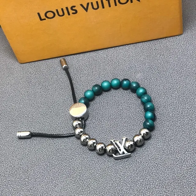 Louis Vuitton LV Beads Teal Green and Silver Bracelet 3