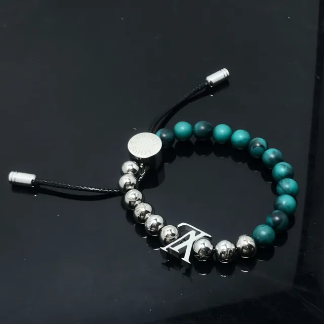 Louis Vuitton LV Beads Teal Green and Silver Bracelet 5