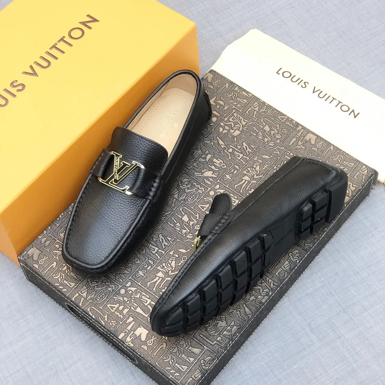 Louis Vuitton LV Buckle Loafer Black Pebbled Leather Loafers 3
