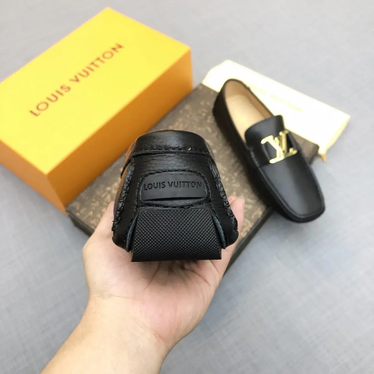 Louis Vuitton LV Buckle Loafer Black Pebbled Leather Loafers 6
