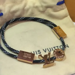 سوار لويس فيتون LV Circle أسود وأبيض حبل مضفر ذهب وردي معدني