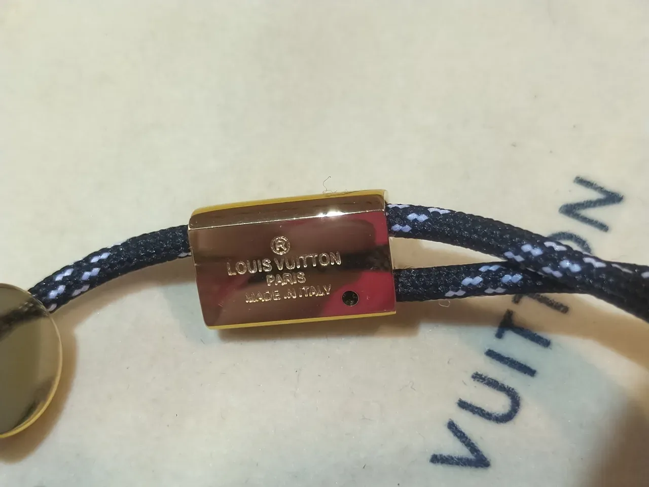 Bracelete Louis Vuitton LV Circle Preto e Branco Corda Trançada Ouro Rosa 2