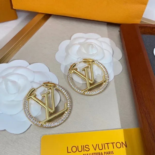 Louis Vuitton LV Circle Hoop Silver Transparent Circular Pavé Crystal Border Earrings 8