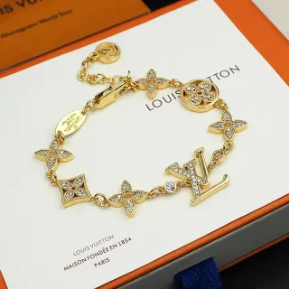 Louis Vuitton LV زهرة Pavé-Crystal لون ذهبي سوار