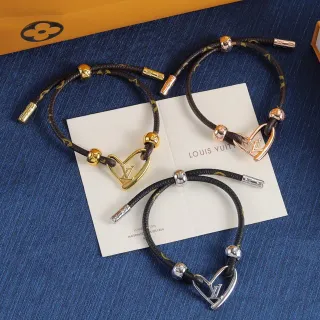 لويس فيتون LV قلب أسود ذهبي سوارة ملفوفة بحبل