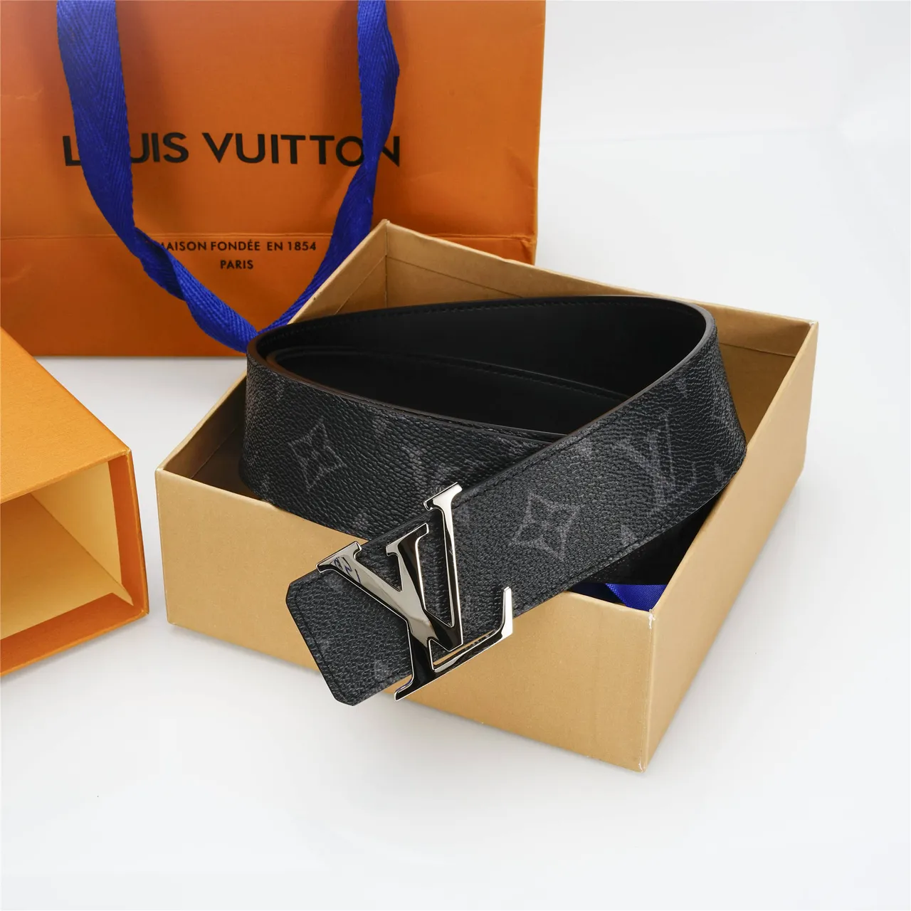 Louis Vuitton LV Initiales Black Monogram Leather Belt 4