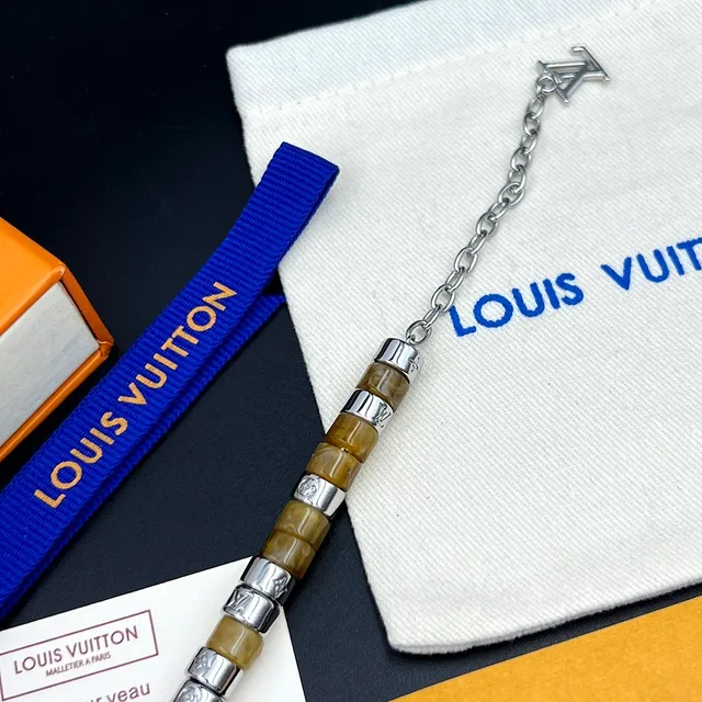 Louis Vuitton LV Monogram Pulseira de contas marrom prata resina e metal pulseira 2