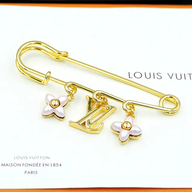Louis Vuitton LV Monogramme Charme Floral Broche Or Rose Épingle de Sécurité Pendante 3