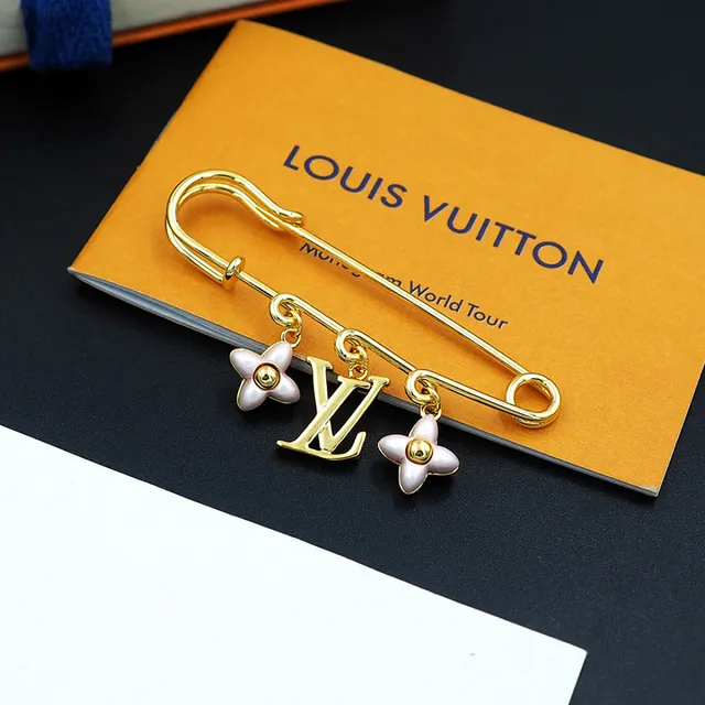 Louis Vuitton LV Monogramme Charme Floral Broche Or Rose Épingle de Sécurité Pendante 6