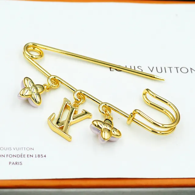 Louis Vuitton LV Monogramme Charme Floral Broche Or Rose Épingle de Sécurité Pendante 9