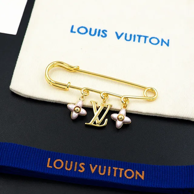 Louis Vuitton LV Monogramme Charme Floral Broche Or Rose Épingle de Sécurité Pendante 11