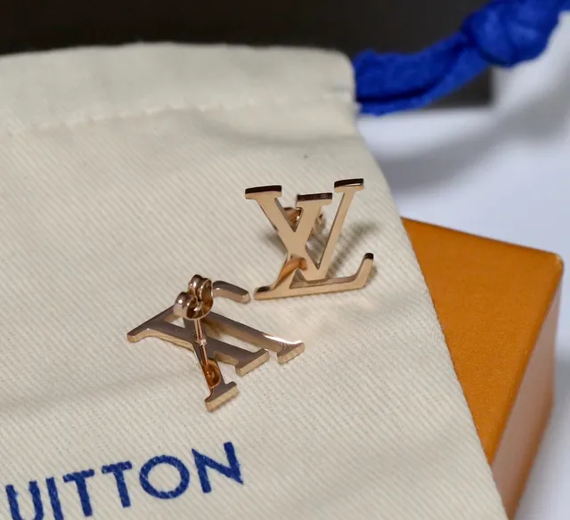 Louis Vuitton LV Monogram Logo Stud Earrings 3