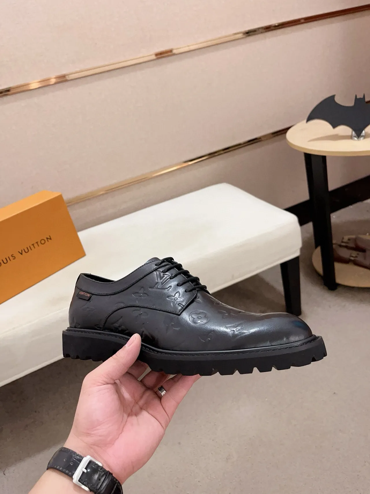 Louis Vuitton LV Trail Embossed Monogram Black Oxford Shoes 4