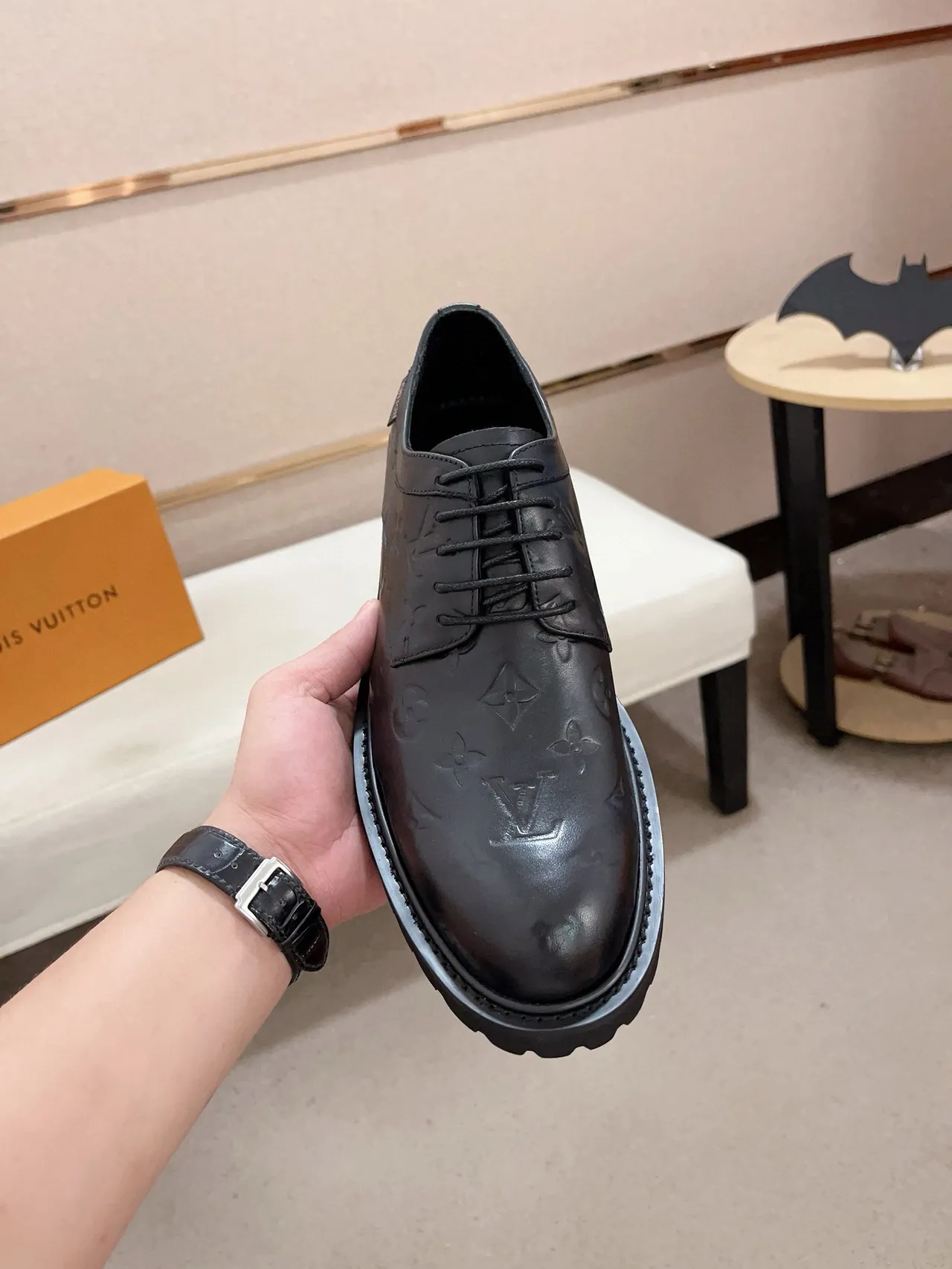 Louis Vuitton LV Trail Embossed Monogram Black Oxford Shoes 5