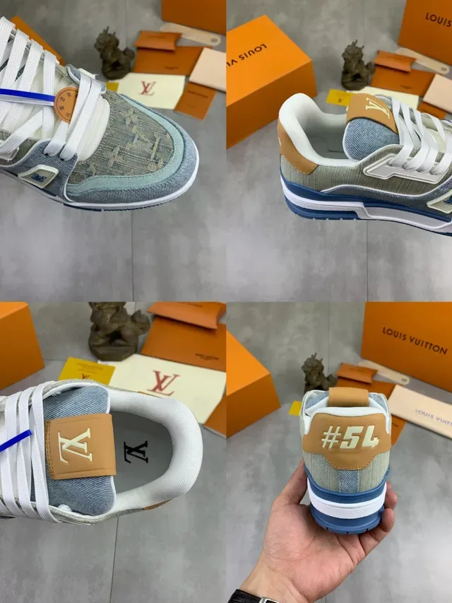 Louis Vuitton LV Trainer বেইজ ব্লু স্তরযুক্ত ডেনিম এবং মনোগ্রাম ক্যানভাস লাইফস্টাইল স্নিকার্স 2