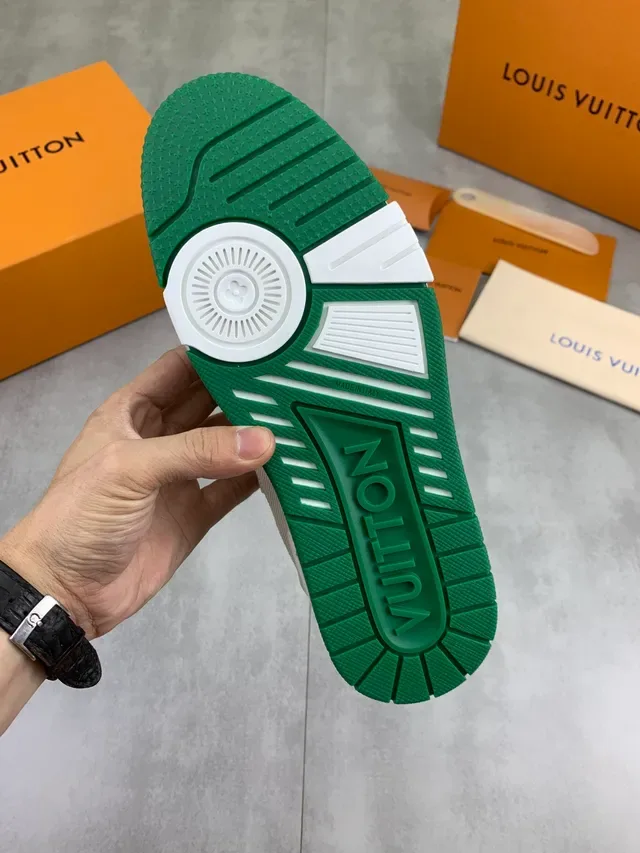 Louis Vuitton LV Trainer Beige Vert Maille Supérieure Superpositions Emboîtées Chaussures Lifestyle 3