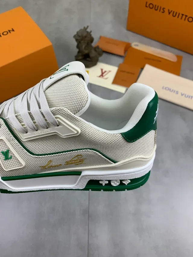 Louis Vuitton LV Trainer Beige Vert Maille Supérieure Superpositions Emboîtées Chaussures Lifestyle 4