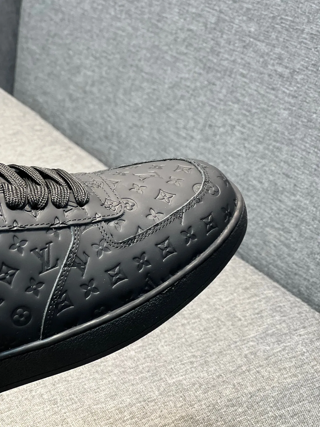 Louis Vuitton LV Trainer Black Monogram-Embossed Leather Low-Top Lifestyle Sneakers 3