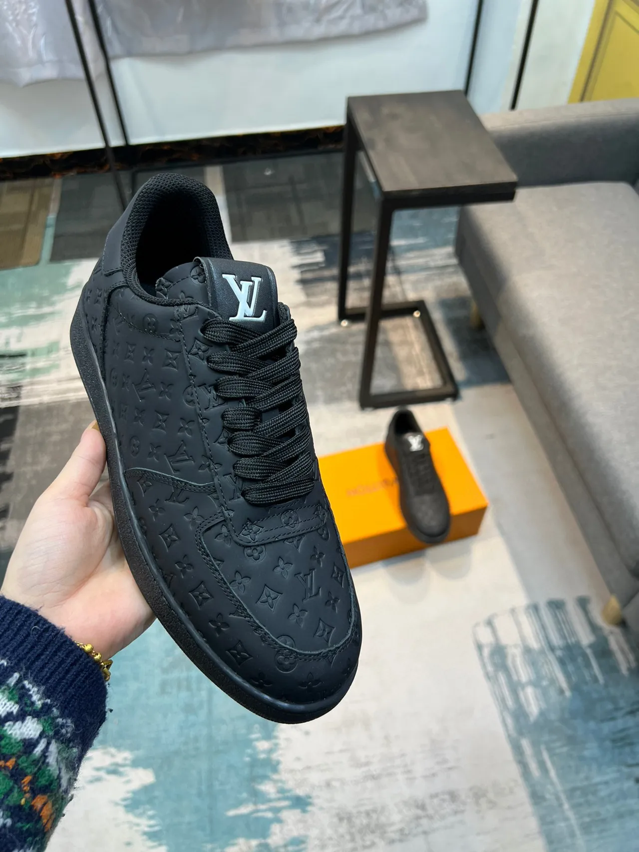Louis Vuitton LV Trainer Black Monogram-Embossed Leather Low-Top Lifestyle Sneakers 6