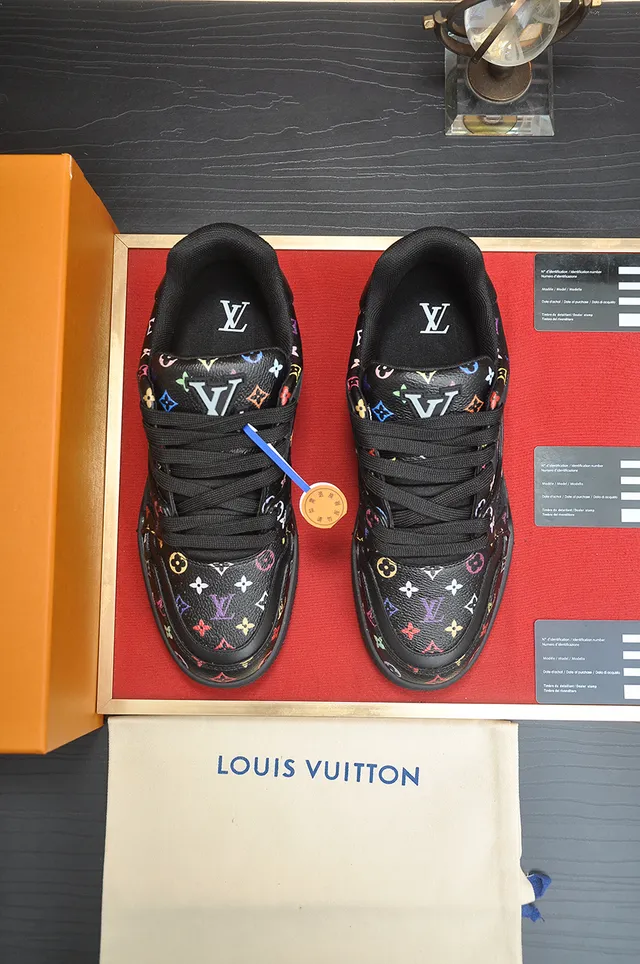 Louis Vuitton LV Trainer Black Multicolor Monogram-Print Leather Chunky Layered Sole Lifestyle Sneakers 5